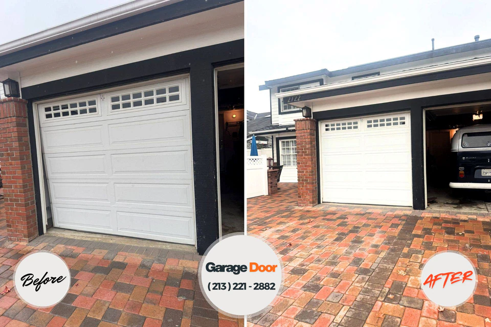 Before and after: garage door repair Larchmont, NY